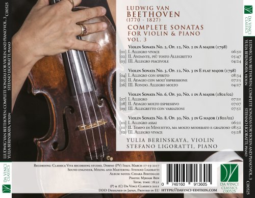 Yulia Berinskaya, Stefano Ligoratti - Beethoven: Complete Sonatas for Violin & Piano, Vol. 3 (Op. 12 Nos. 2 & 3, Op. 30 Nos. 1 & 3) (2022)