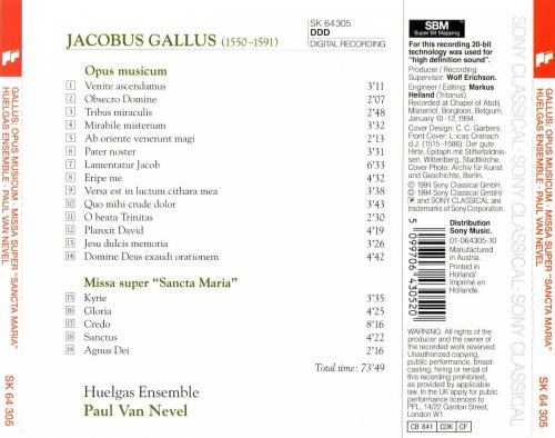 Huelgas Ensemble, Paul Van Nevel - Gallus: Opus Musicum & Missa super 'Santa Maria' (1994)