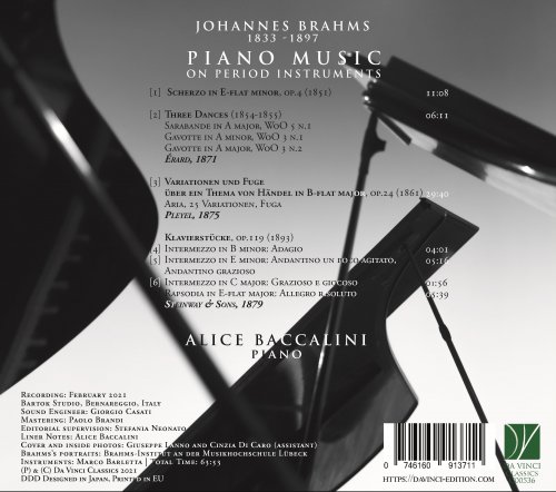 Alice Baccalini - Johannes Brahms: Piano Music on Period Instruments (Érard 1871, Pleyel 1875, Steinway & So (2022)