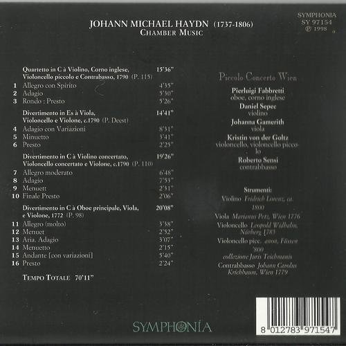 Piccolo Concerto Wien - Johann Michael Haydn: Chamber Music (1998)