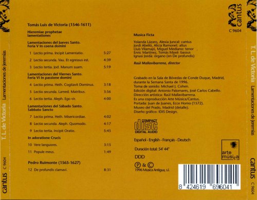 Musica Ficta, Raгl Mallavibarrena - de Victoria - Lamentaciones de Jeremias; Ruimonte - De profundis (1996)