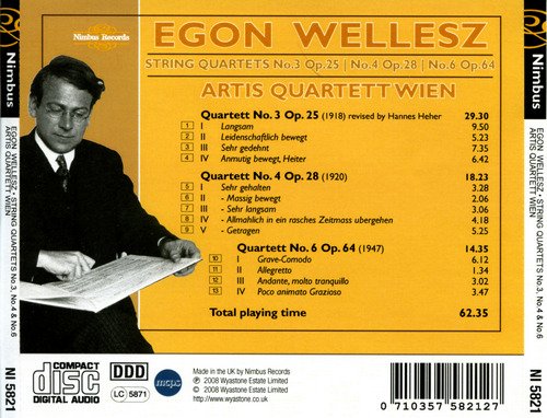 Artis Quartet - Wellesz: String Quartets Nos 3, 4, 6 (2008) CD-Rip