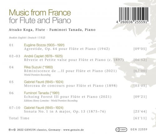 Atsuko Koga & Fuminori Tanada - Music from France for Flute & Piano (2022) [Hi-Res]