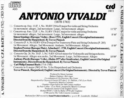 Trevor Pinnock, English Concert - Antonio Vivaldi, C.P. E. Bach: Concertos (2007)