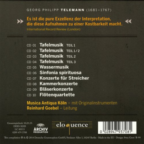 Reinhard Goebel - Telemann: Tafelmusik, Wassermusik, Konzerte (2014) [10CD Box Set]