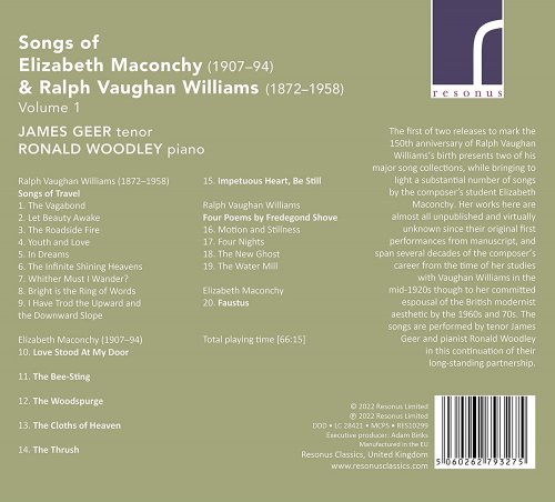 James Geer & Ronald Woodley - Maconchy & Vaughan Williams: Songs, Volume 1 (2022) [Hi-Res]