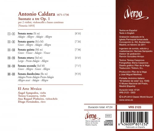 El Arte Mvsico - Antonio Caldara: Suonate a tre Op. 1 (2012)