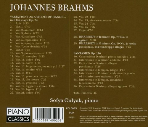 Sofya Gulyak - Brahms: Handel Variations, 2 Rhapsodies, Fantasien, Op. 116 (2015)