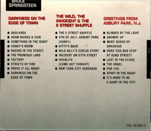 Bruce Springsteen - Darkness On The Edge Of Town / The Wild, The Innocent And The E-Street Shuffle / Greetings From Asbury Park N. J. (1992) [3CD Box Set]