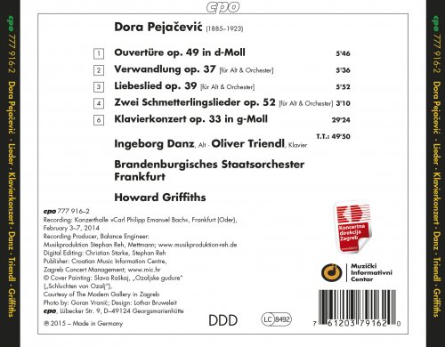 Ingeborg Danz, Oliver Triendl, Brandenburgisches Staatsorchester Frankfurt, Howard Griffiths - Dora Pejačević: Piano Concerto, Overture & Orchestral Songs (2015)