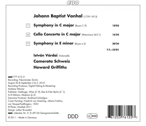 Istvan Vardai, Camerata Schweiz, Howard Griffiths - Vanhal: Two Symphonies & Cello Concerto (2012)