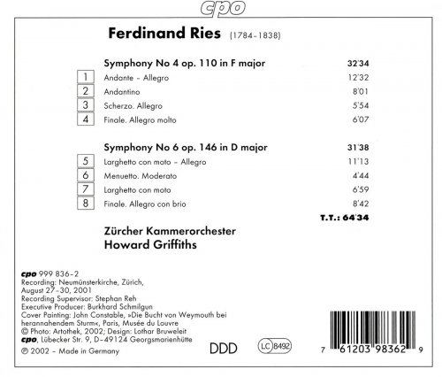 Zürcher Kammerorchester, Howard Griffiths - Ferdinand Ries: Symphonies Nos. 4 & 6 (2001)