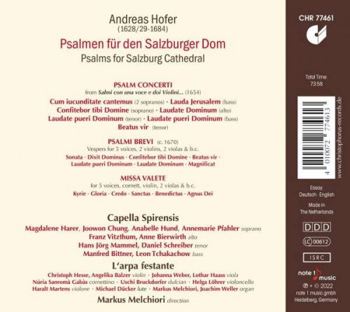 Capella Spirensis, L'Arpa Festante, Markus Melchiori - Psalms for Salzburg Cathedral (2022) [Hi-Res]