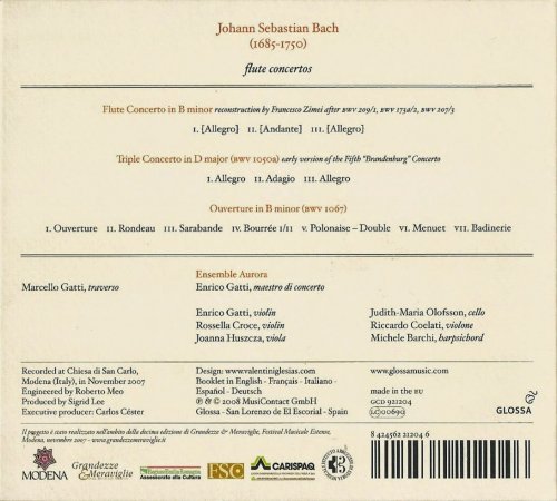 Marcello Gatti, Ensemble Aurora, Enrico Gatti - J.S. Bach: Flute Concertos (2008) CD-Rip