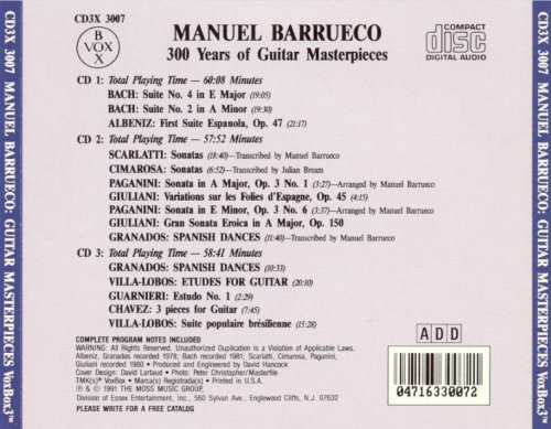 Manuel Barrueco - 300 Years of Guitar Masterpieces (1992) [3CD]