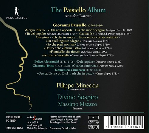 Filippo Mineccia, Massimo Mazzeo, Divino Sospiro - The Paisiello Album: Arias for Castrato (2018)