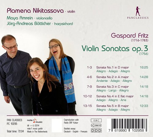 Plamena Nikitassova - Gaspard Fritz: Violin Sonatas, Op. 3 (1756) (2014)