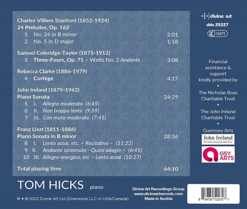 Tom Hicks - Ireland & Liszt: Piano Sonatas (2022) [Hi-Res]