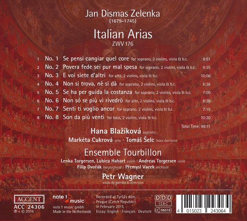 Hana Blazíková, Markéta Cukrová, Tomás Selc, Ensemble Tourbillon, Petr Wagner - Zelenka: Italian Arias, ZWV176 (2016)