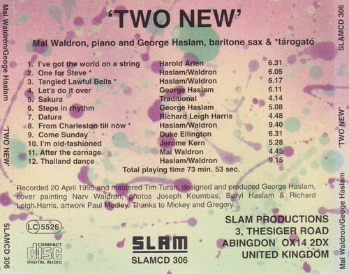 Mal Waldron-George Haslam - Two New (1995) CD Rip