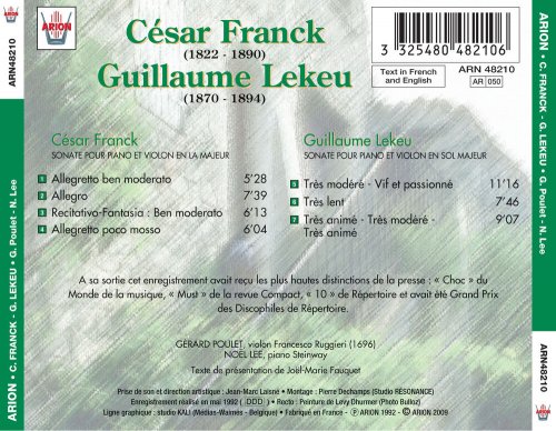 Gérard Poulet, Noël Lee - César Franck & Guillaume Lekeu: Sonates pour piano et violon (1993)