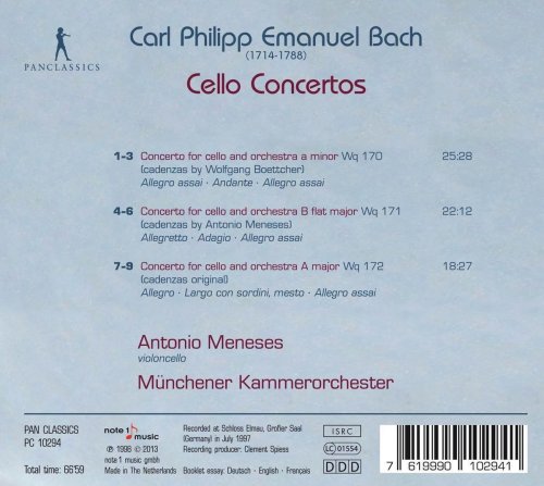 Antônio Meneses, Münchener Kammerorchester - CPE Bach: Cello Concertos (2014)