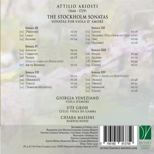 Giorgia Veneziano, Ute Groh, Chiara Massini - Attilio Ariosti: The Stockholm Sonatas (Sonatas For Viola D' Amore Iii, Iv, Vii, Xii, Xiii & Xiv) (2022)