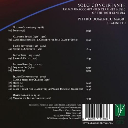 Pietro Domenico Magri - Solo Concertante (Italian Unaccompanied Clarinet Music of the 20th Century) (2022)