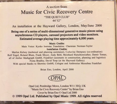 Brian Eno - Music For Civic Recovery Centre (2000)