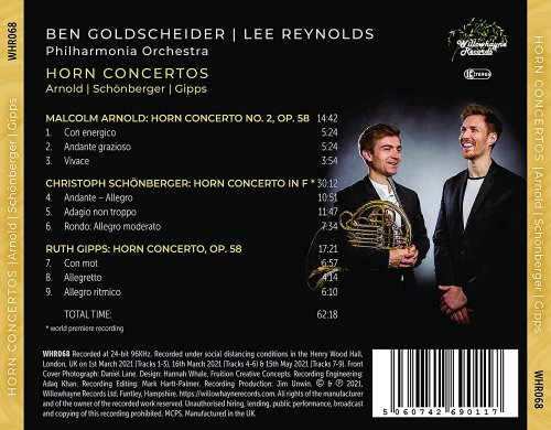 Ben Goldscheider, Philharmonia Orchestra, Lee Reynolds - Arnold, Schönberger & Gipps: Horn Concertos (2022) [Hi-Res]