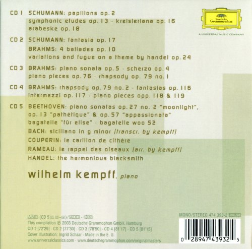 Wilhelm Kempff - Complete 1950s Solo Recordings (2003) [5CD Box Set]