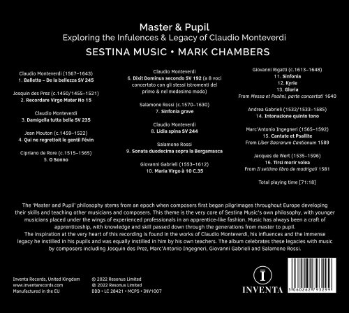 Sestina & Mark Chambers - Master & Pupil: The Influences & Legacy of Claudio Monteverdi (2022) [Hi-Res]