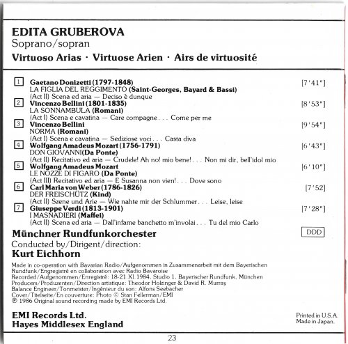 Munich Radio Orchestra, Kurt Eichhorn, Edita Gruberova - Donizetti, Bellini, Mozart, Weber, Verdi: Edita Gruberova - Virtuoso Arias. Virtuose Arien (1986)