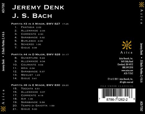 Jeremy Denk - Bach: Partitas Nos. 3, 4 & 6 (2011)