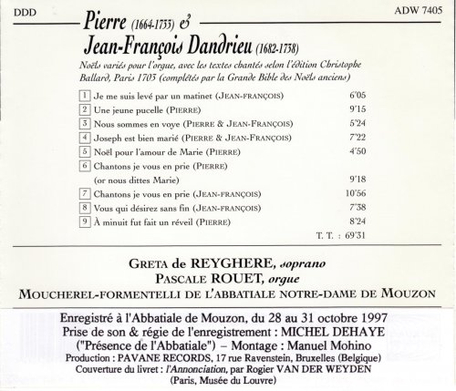 Greta de Reyghere, Pascale Rouet - Dandrieu: Noels varies pour l'orgue (1998)