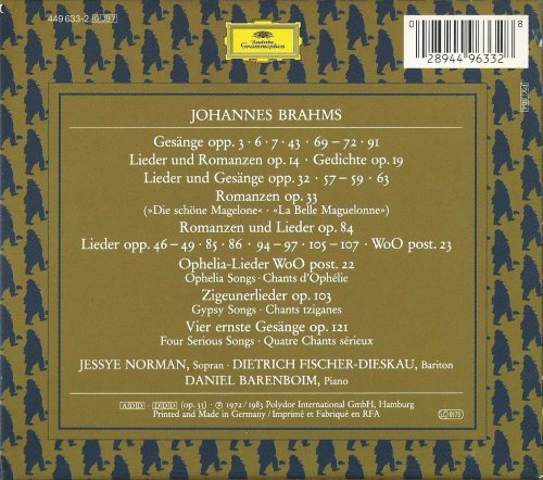 Daniel Barenboim, Dietrich Fischer-Dieskau, Jessye Norman - Johannes Brahm: Lieder (2008) [7CD Box Set]