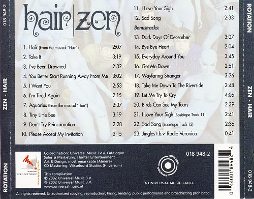 Zen - Hair (Reissue, Remastered) (1969/2002)