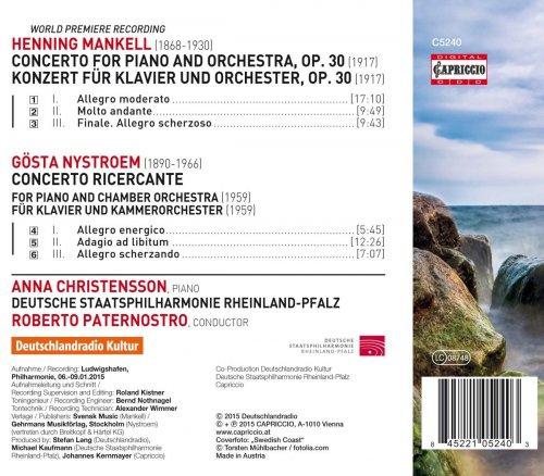 Anna Christensson, Staatsphilharmonie Rheinland-Pfalz, Roberto Paternostro - Mankell: Piano Concerto, Op. 30 - Nystroem: Concerto ricercante (2015)