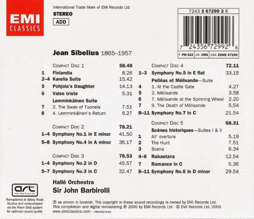 Hallé Orchestra, Sir John Barbirolli - Sibelius: Symphonies, Orchestral Works (2000) CD-Rip