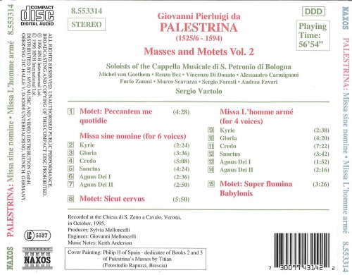 Sergio Vartolo - Palestrina: Missa sine nomine/ Missa L'homme armé/ Three Motets (1996)