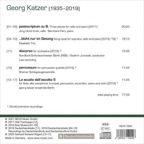 Jorg Ulrich Krah, Bernhard Parz, Elisabeth Trio, Rundfunk-Sinfonieorchester Berlin, Vladimir Jurowski - Georg Katzer: Late Works (2022)