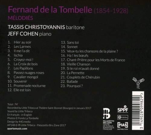 Jeff Cohen & Tassis Christoyannis - Fernand de la Tombelle, mélodies (2017) [Hi-Res]