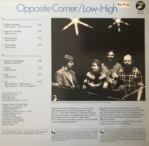 Opposite Corner - Low-High (1982) LP