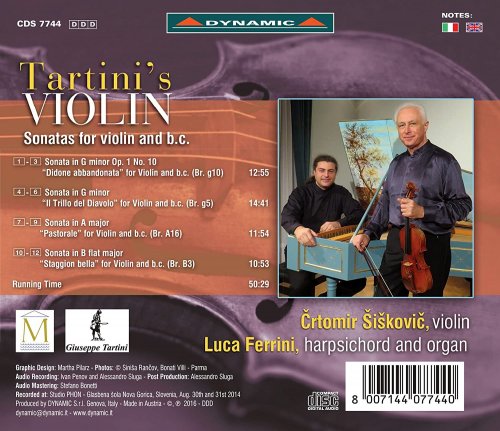 Črtomir Šiškovič & Luca Ferrini - Tartini's Violin - Sonatas for Violin and Basso Continuo (2016)