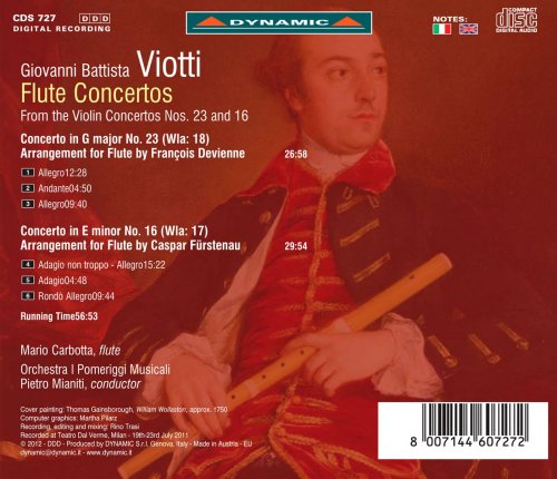 Mario Carbotta, Orchestra I Pomeriggi MusicalI, Pietro Mianiti - Viotti: Flute Concertos from the Violin Concertos Nos. 23 and 16 (2012)