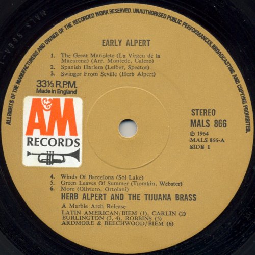 Herb Alpert and The Tijuana Brass – Early Alpert (1968) LP