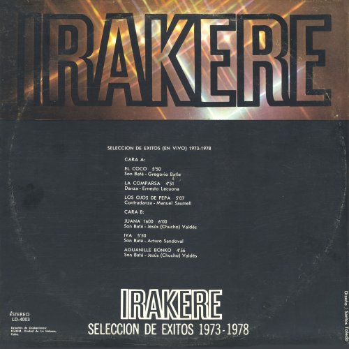 Irakere - Seleccion De Exitos 1973 - 1978 Volumen 1,2 en vivo (1979) LP