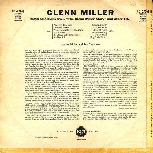 Glenn Miller And His Orchestra - Plays Selections From The Glenn Miller Story And Other Hits (1956) LP