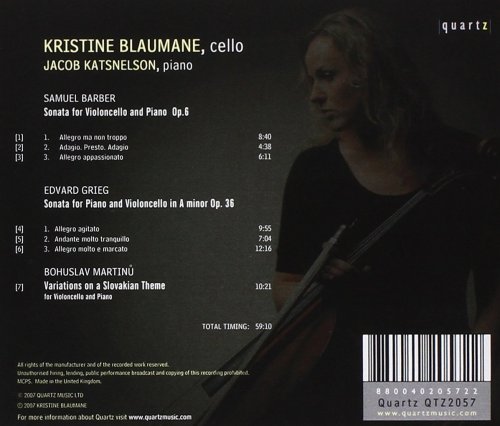 Kristina Blaumane, Jacob Katsnelson - Barber: Cello Sonata in C Minor - Grieg: Cello Sonata in A Minor - Martinů: Variations on a Slovak Folksong (2007)