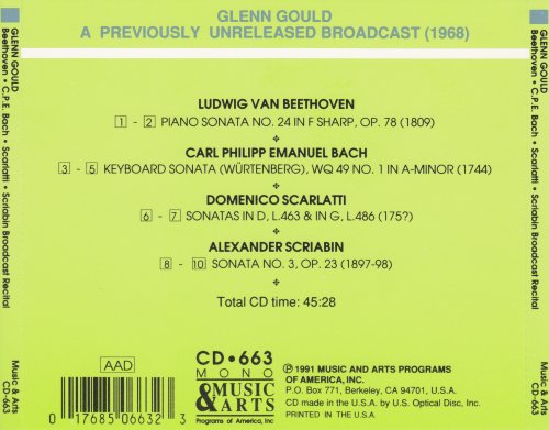 Glenn Gould - Previously Unreleased Broadcast (1968) (1991)